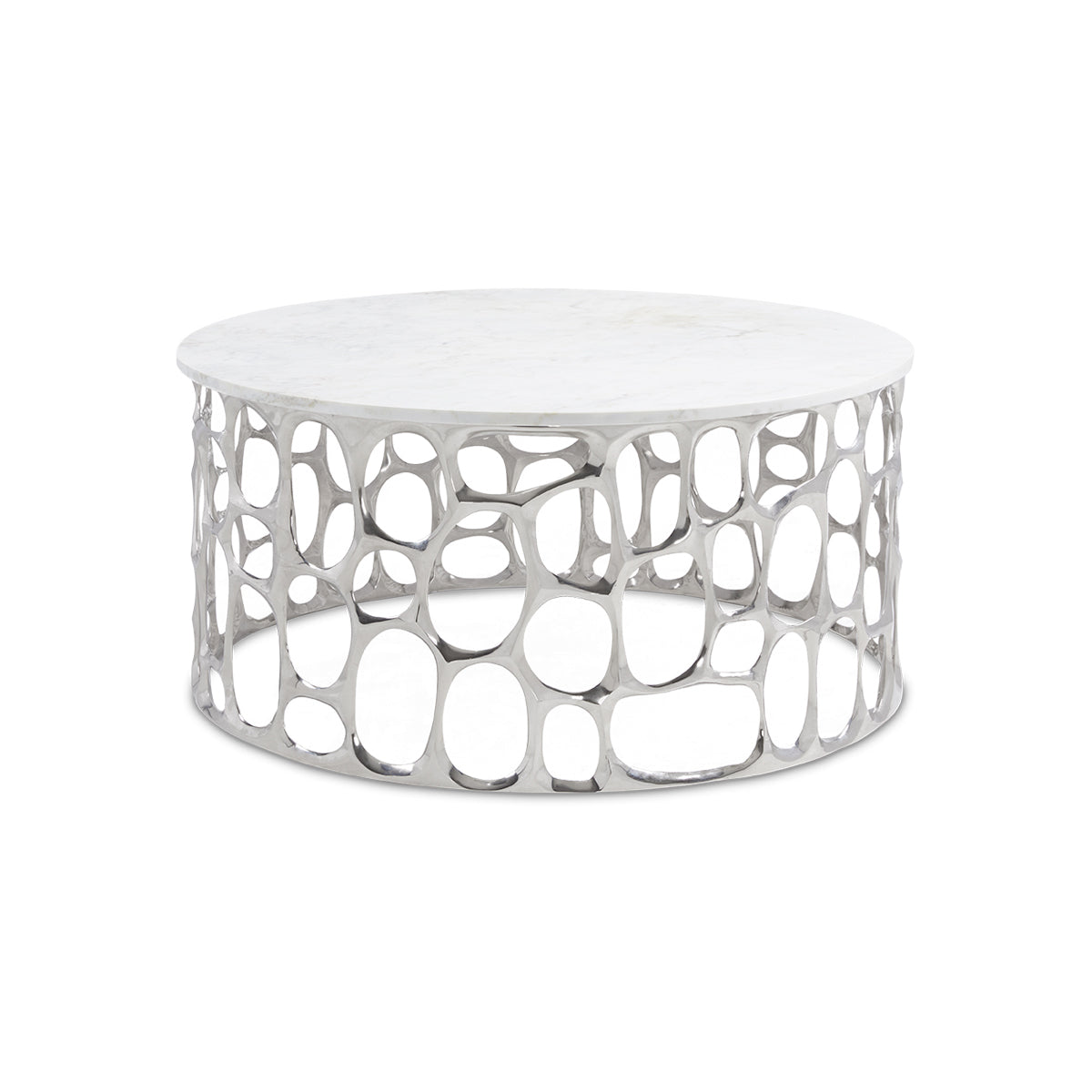 Ayla Coffee Table with Marble top and Sliver base