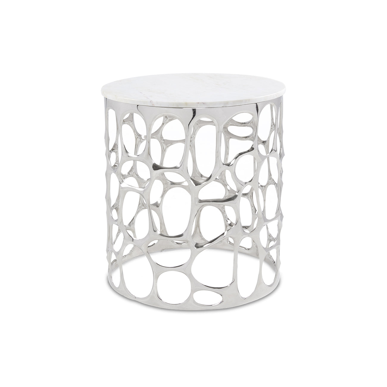 Ayla End Table with Marble top and Sliver base