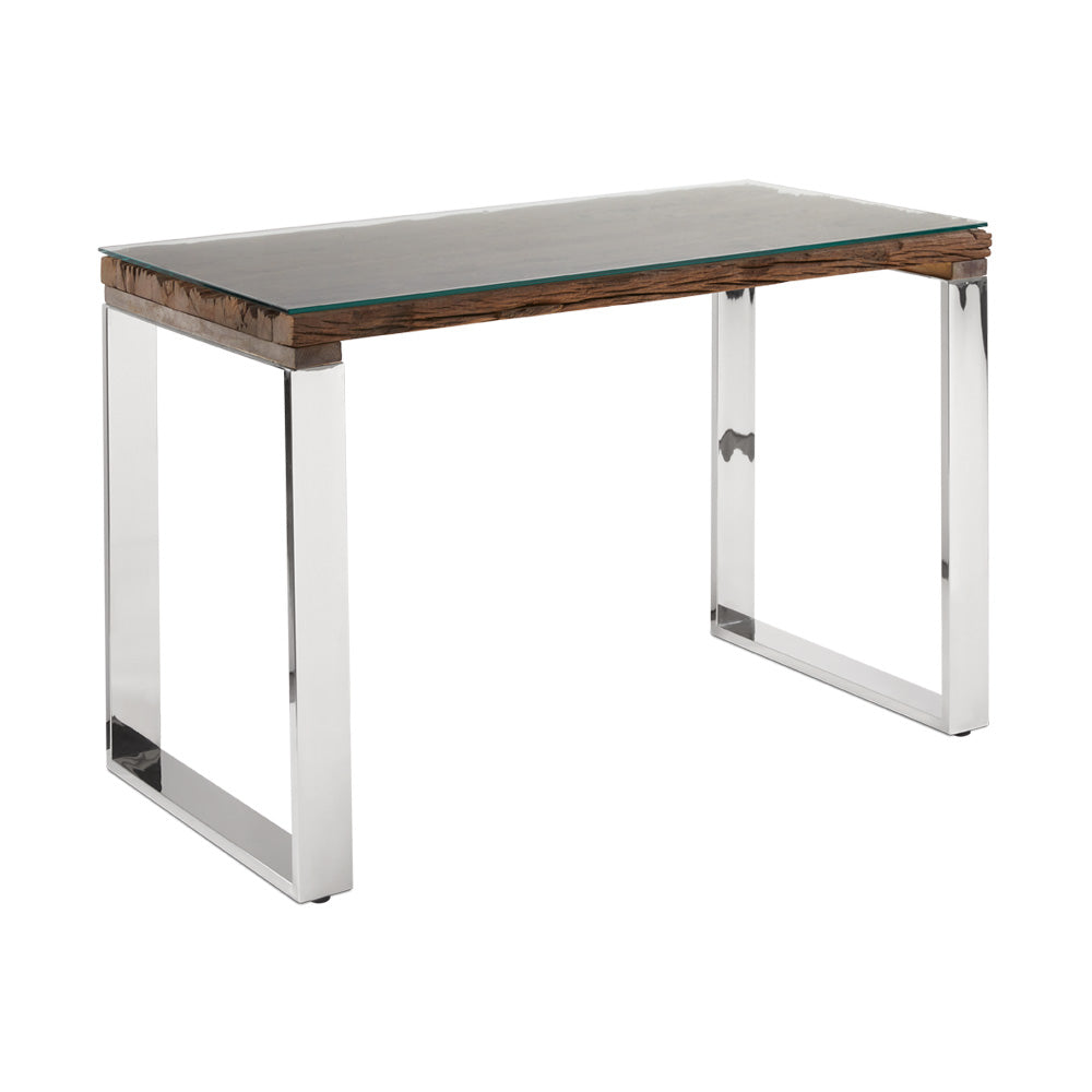 Pheobe Desk Wood Glass Top